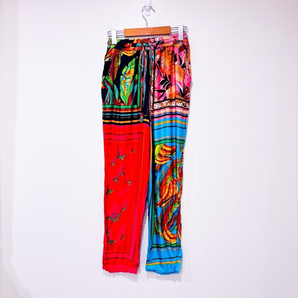 FARM RIO Multicolor Tropical Print Flowy Wide-Leg Pants |‎ Small * - Picture 2 of 10